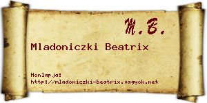 Mladoniczki Beatrix névjegykártya
